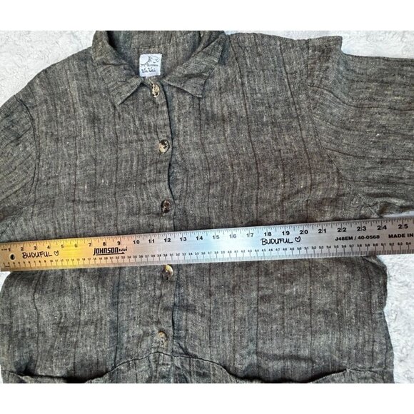 Via Vai by Pollero Button Front Long Sleeve Textured Linen Jacket Medium Gray - Picture 6 of 8